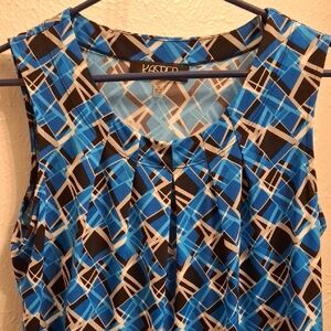 Kasper Women's Black and Blue Patterned Blouse